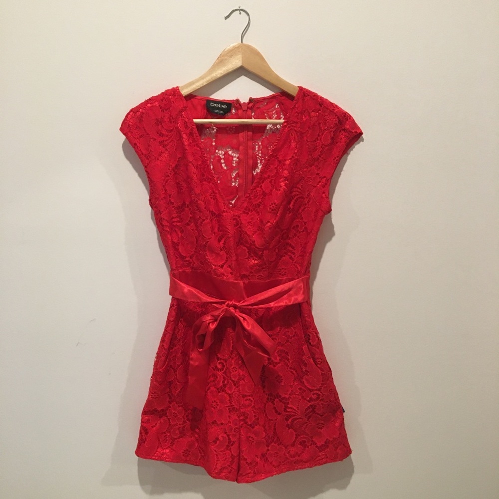 BEBE red lace romper